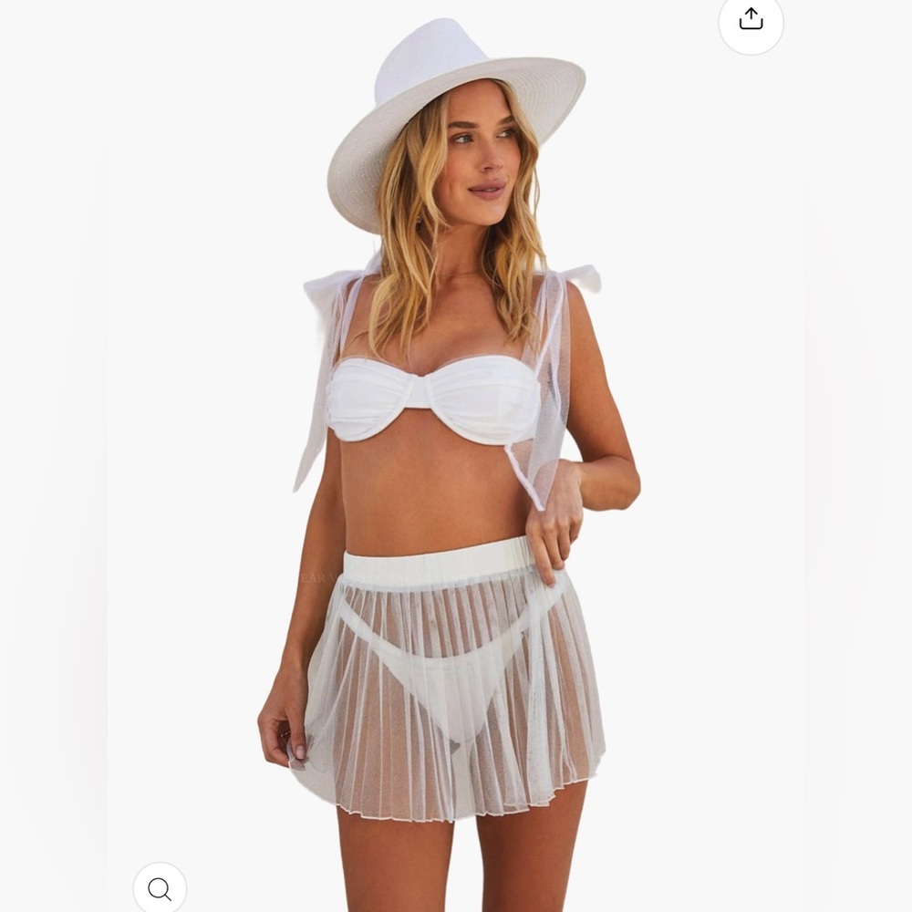 Beach Riot White Sheer Mesh Mini Skirt